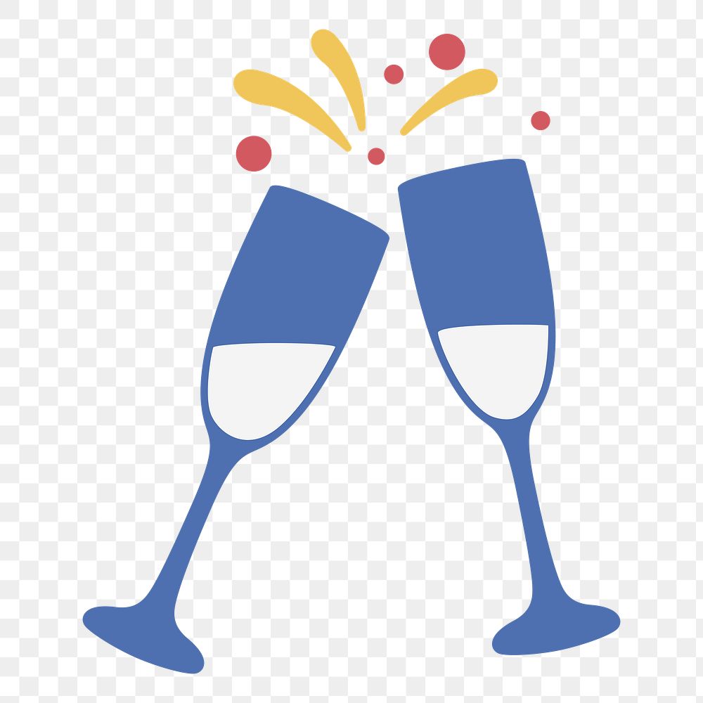 PNG a champagne toast illustration sticker, transparent background