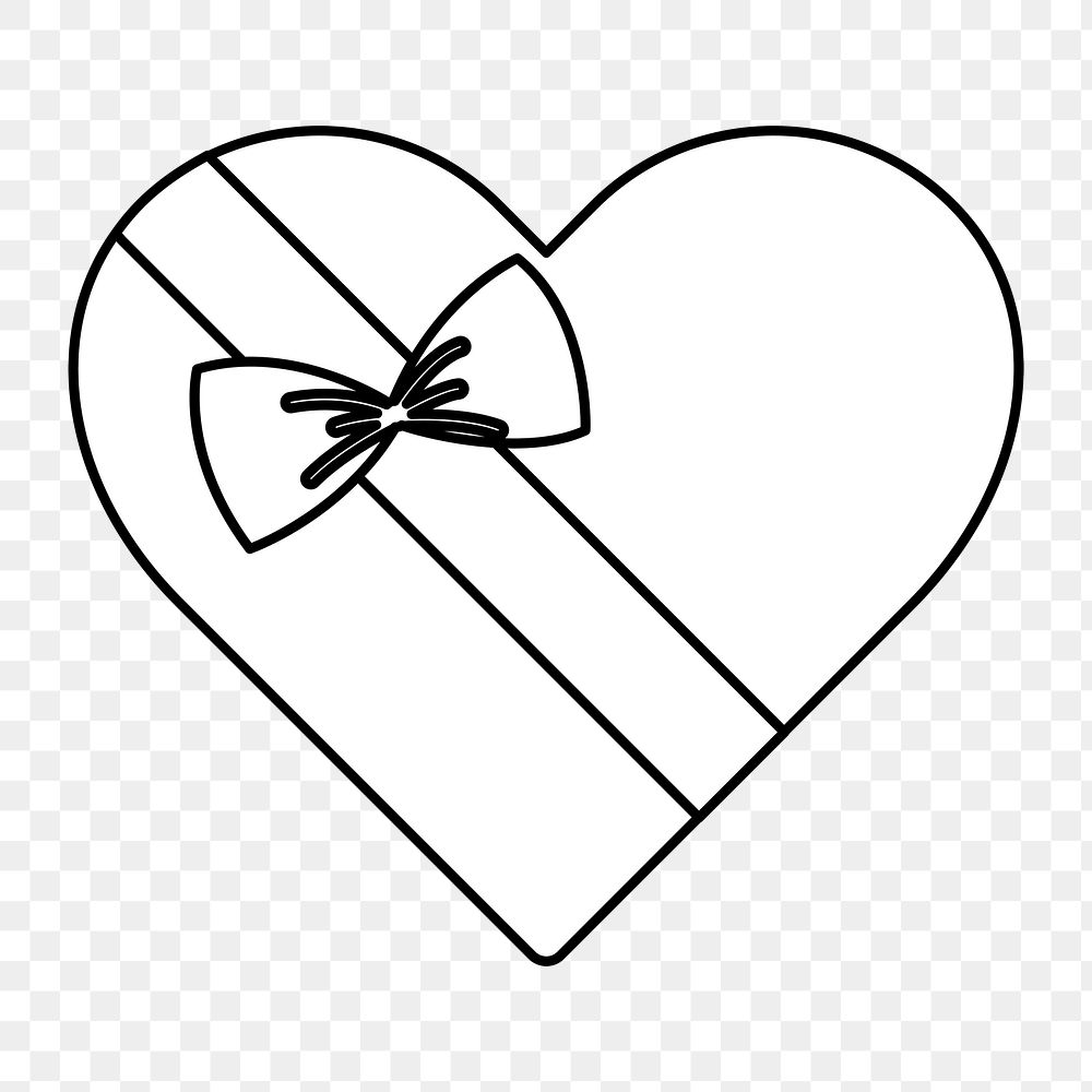 Png heart shaped present box illustration, transparent background