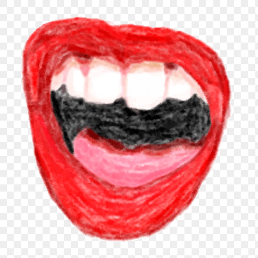 Png red open mouth  sticker, transparent background