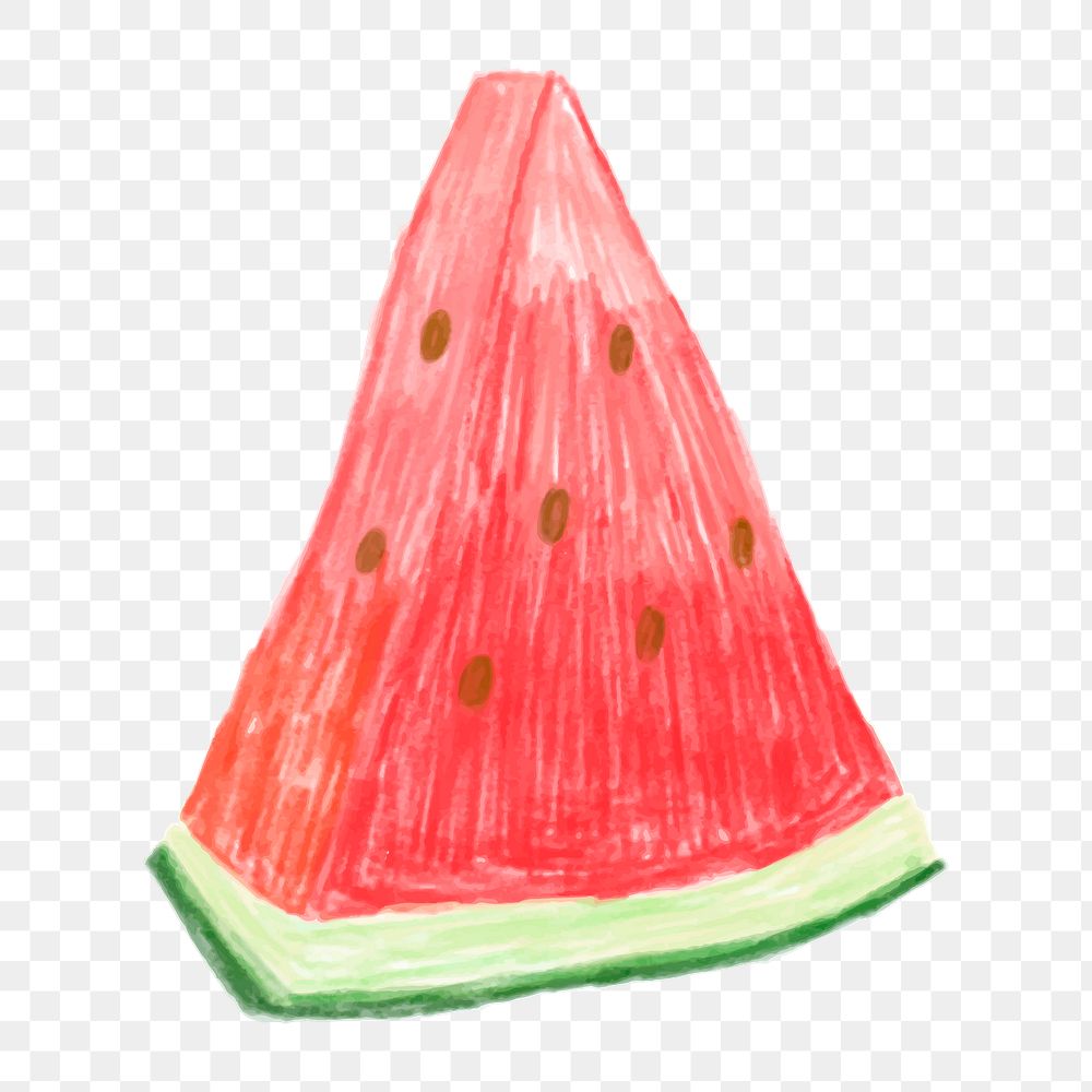 Png sliced watermelon doodle  sticker, transparent background