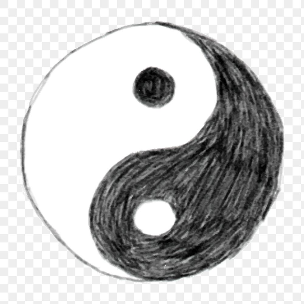 Png yin yang symbol  sticker, transparent background