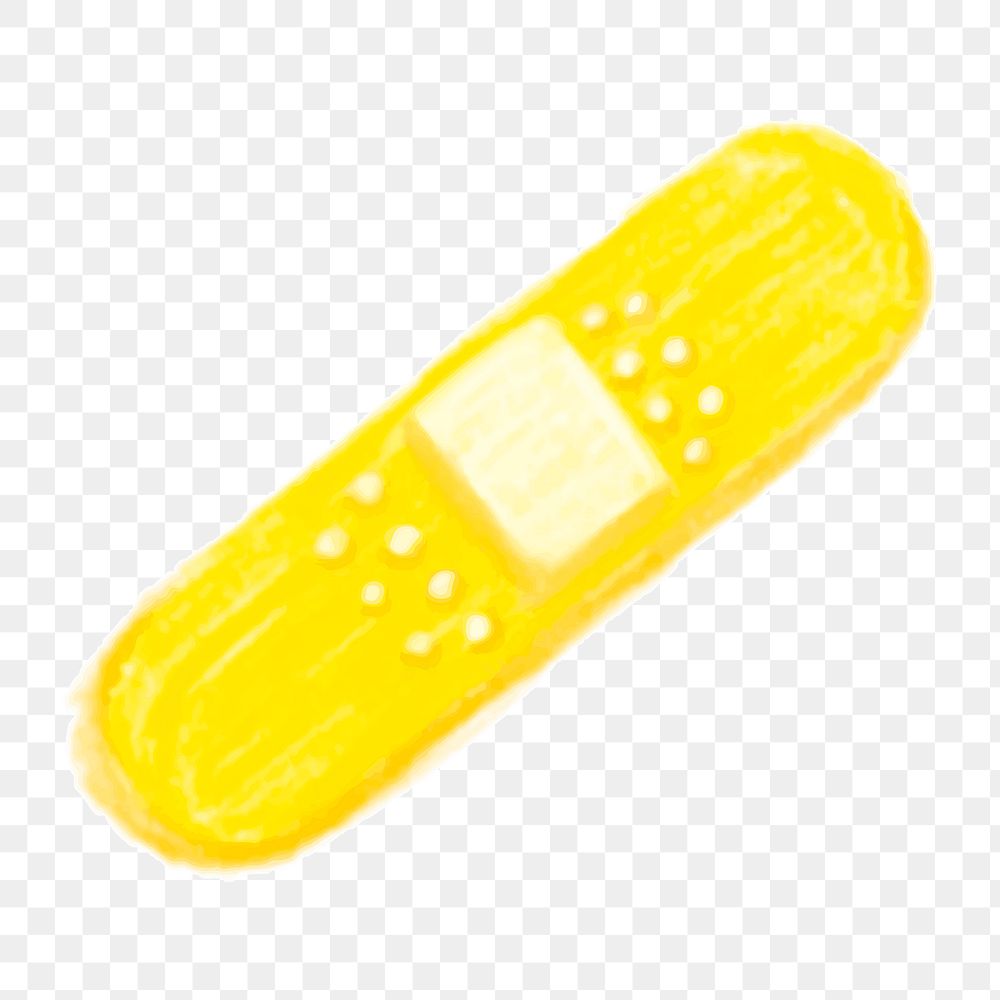 Png yellow bandage doodle  sticker, transparent background