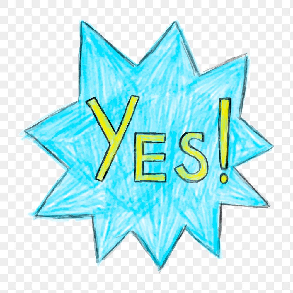Png yes word doodle  sticker, transparent background