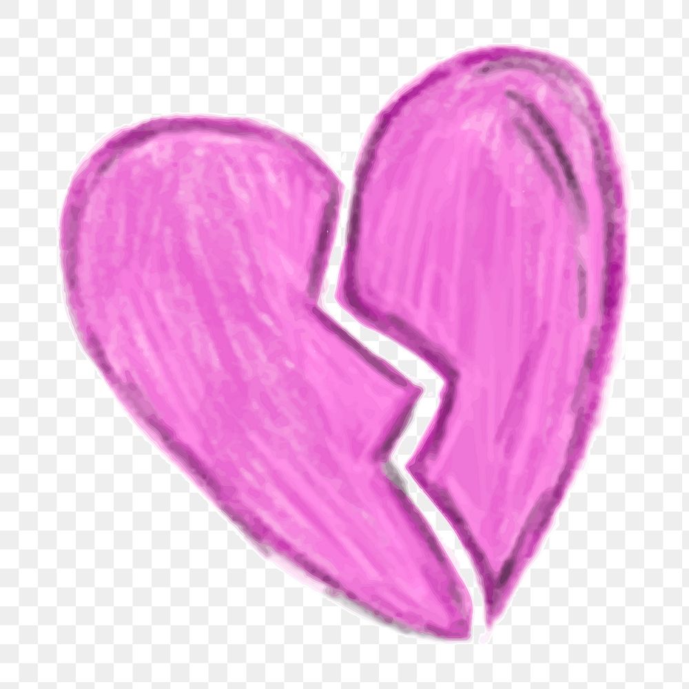 Png broken heart doodle  sticker, transparent background