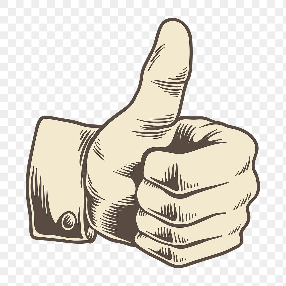 Png thumbs up hand sign illustration, transparent background