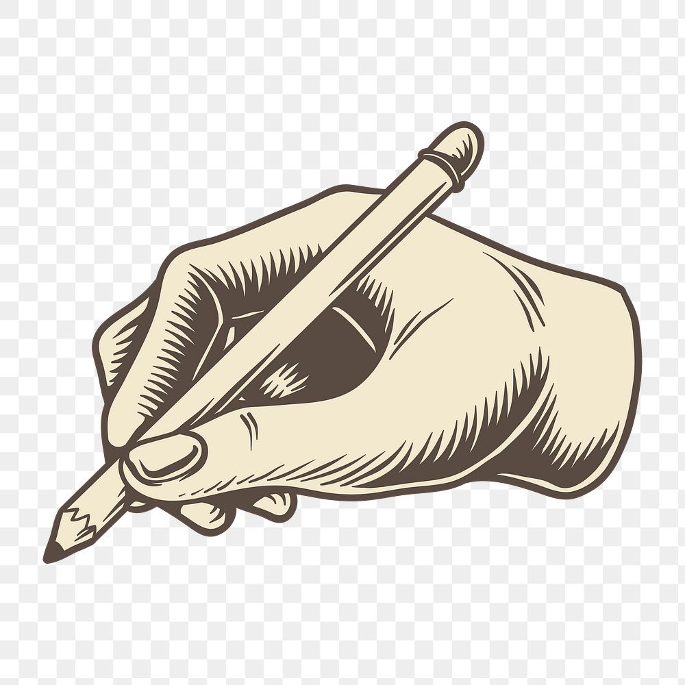 Png hand writing with pencil illustration, transparent background