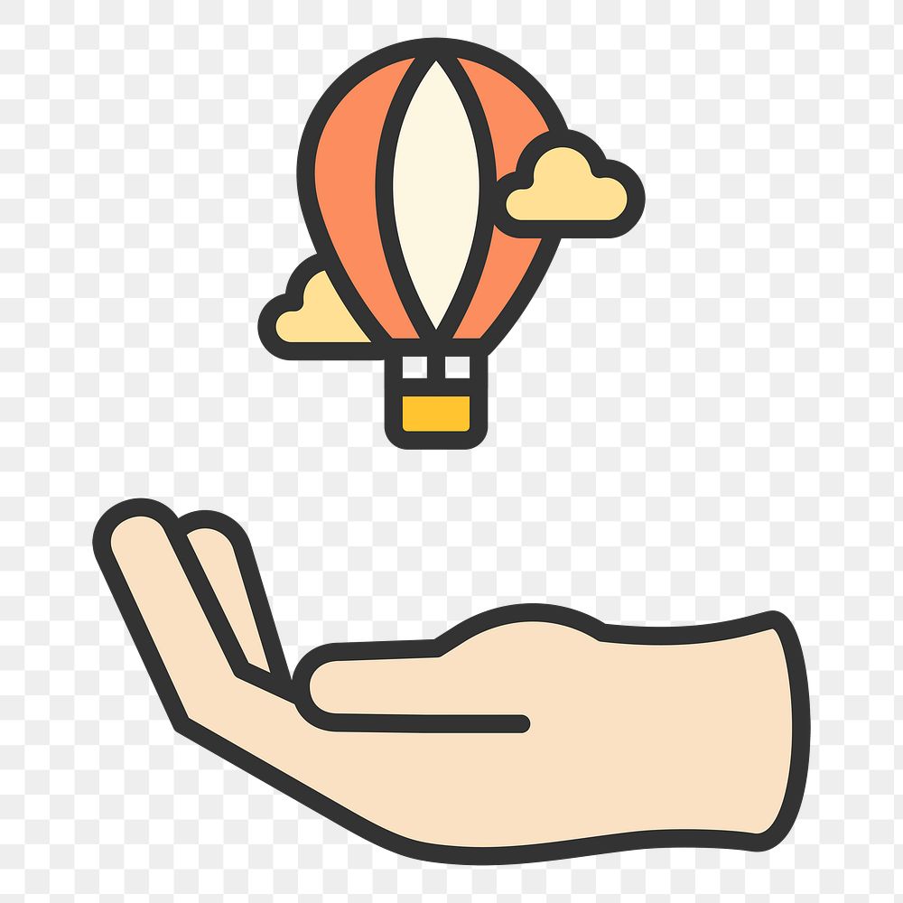PNG hot air balloon icon illustration sticker, transparent background
