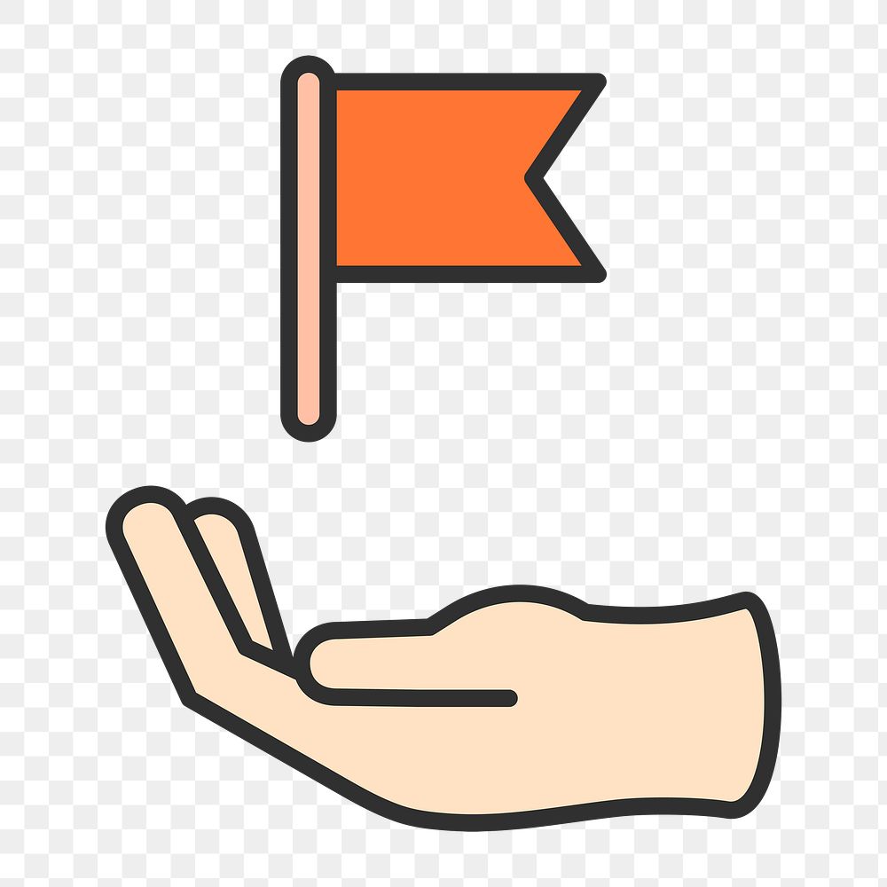 Png orange business goals icon, transparent background