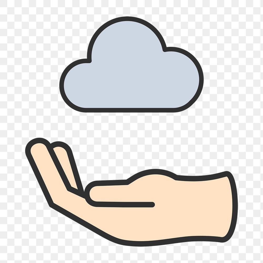 Png cute cloud storage icon, transparent background