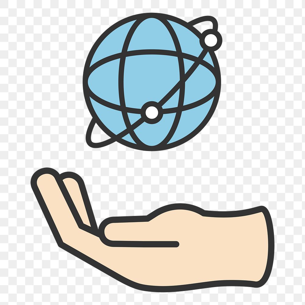 PNG global network icon illustration sticker, transparent background