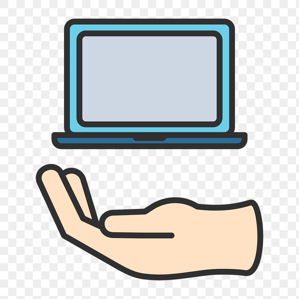 Png blue computer laptop icon, transparent background
