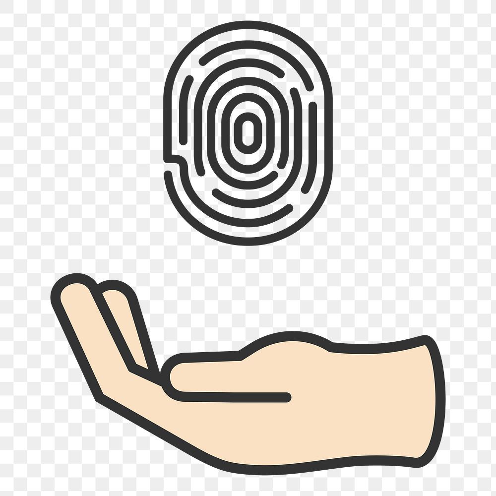 PNG fingerprint scan icon illustration sticker, transparent background
