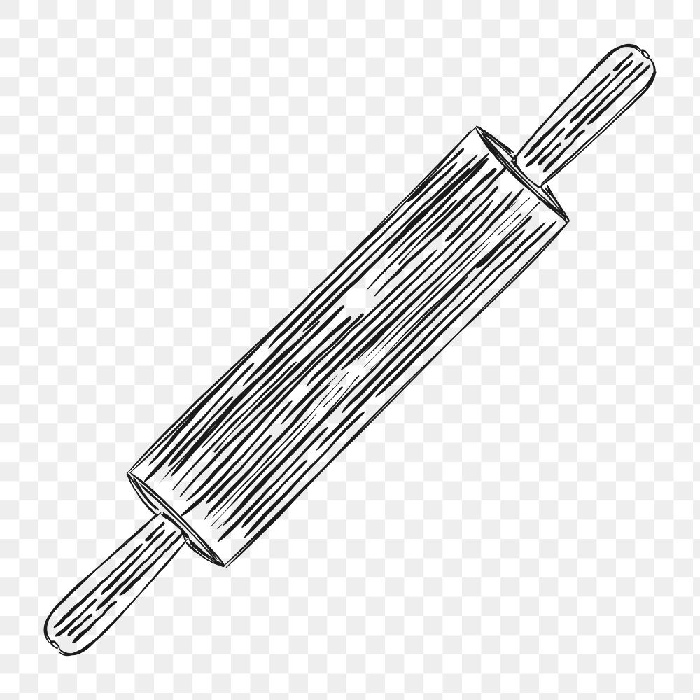 Png vintage rolling pin illustration, transparent background