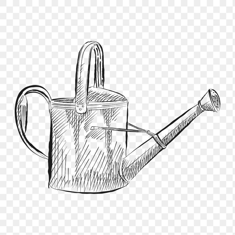 Png vintage watering can illustration, transparent background