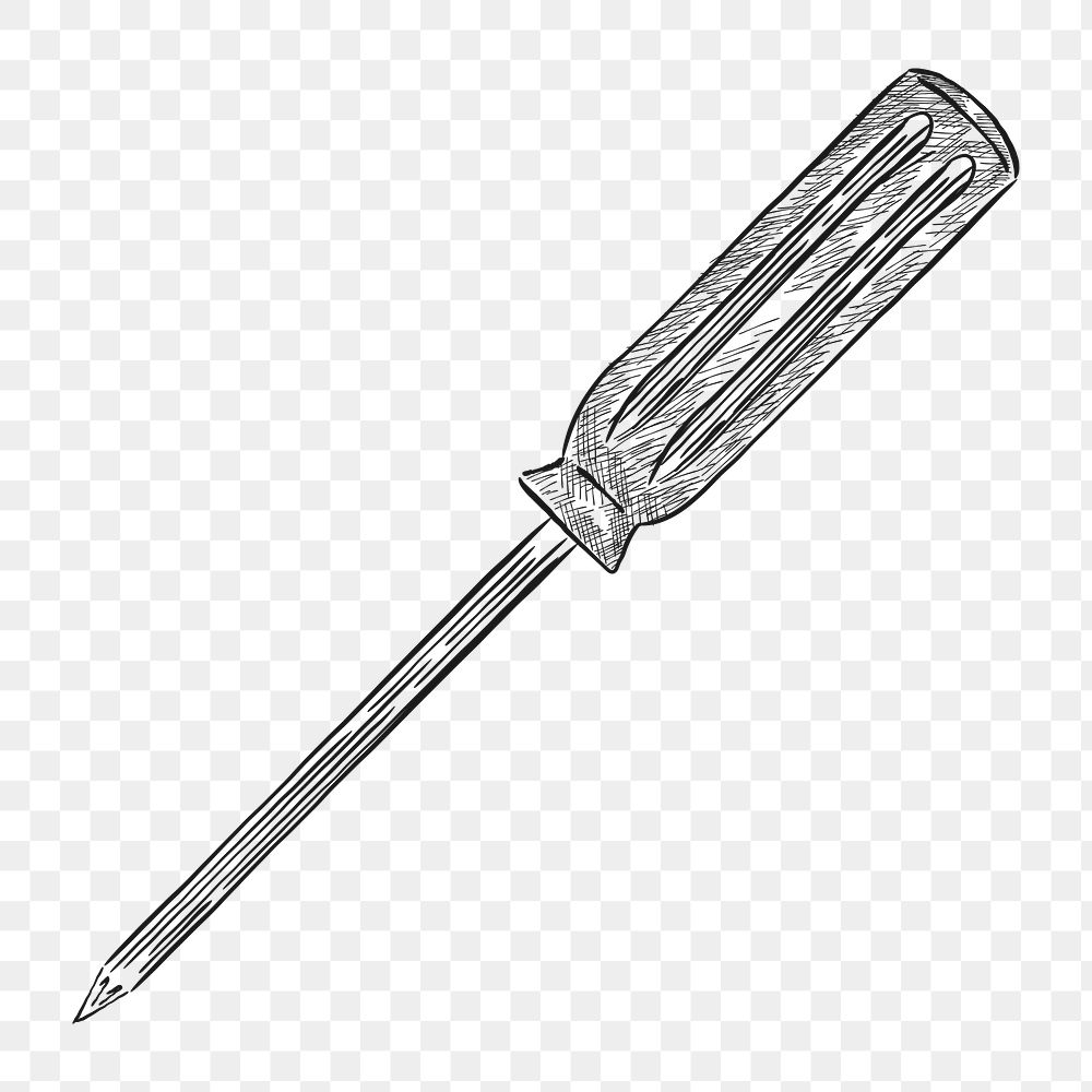 Png vintage screwdriver illustration, transparent background