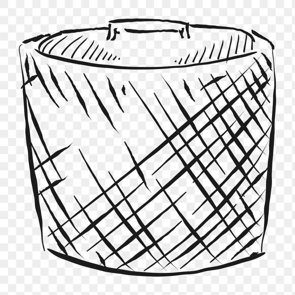 Png vintage laundry basket illustration, transparent background