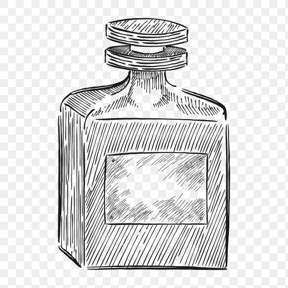 Png vintage perfume bottle illustration, transparent background