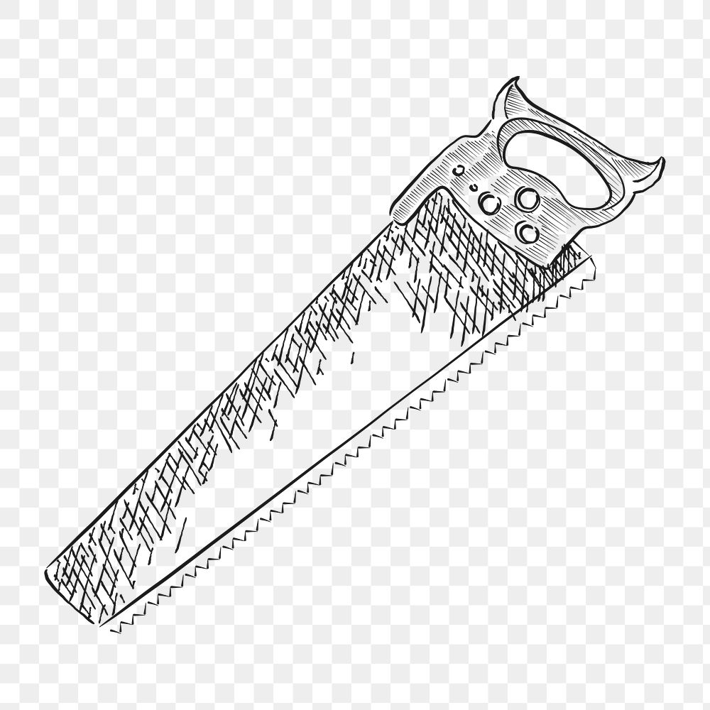 Png vintage saw tool illustration, transparent background