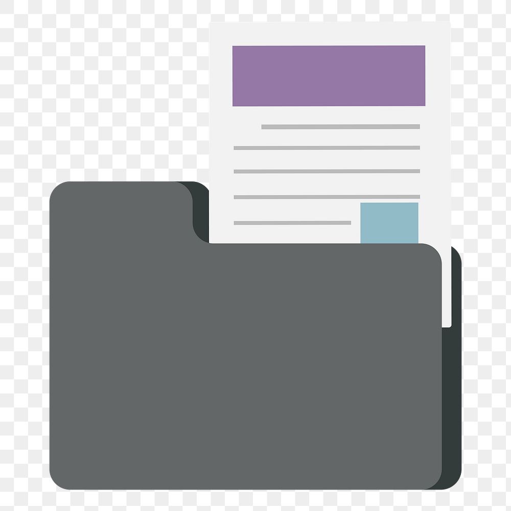 Png folder with document element, transparent background