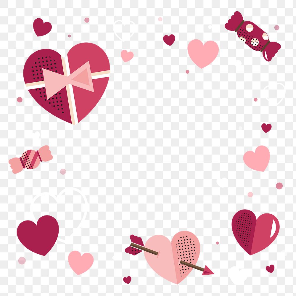 Valentine&rsquo;s day png border, transparent background