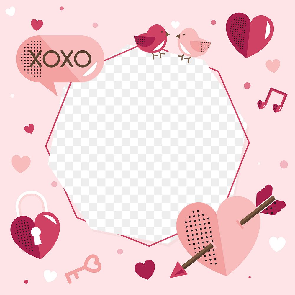 Png cute valentine's day frame, transparent background