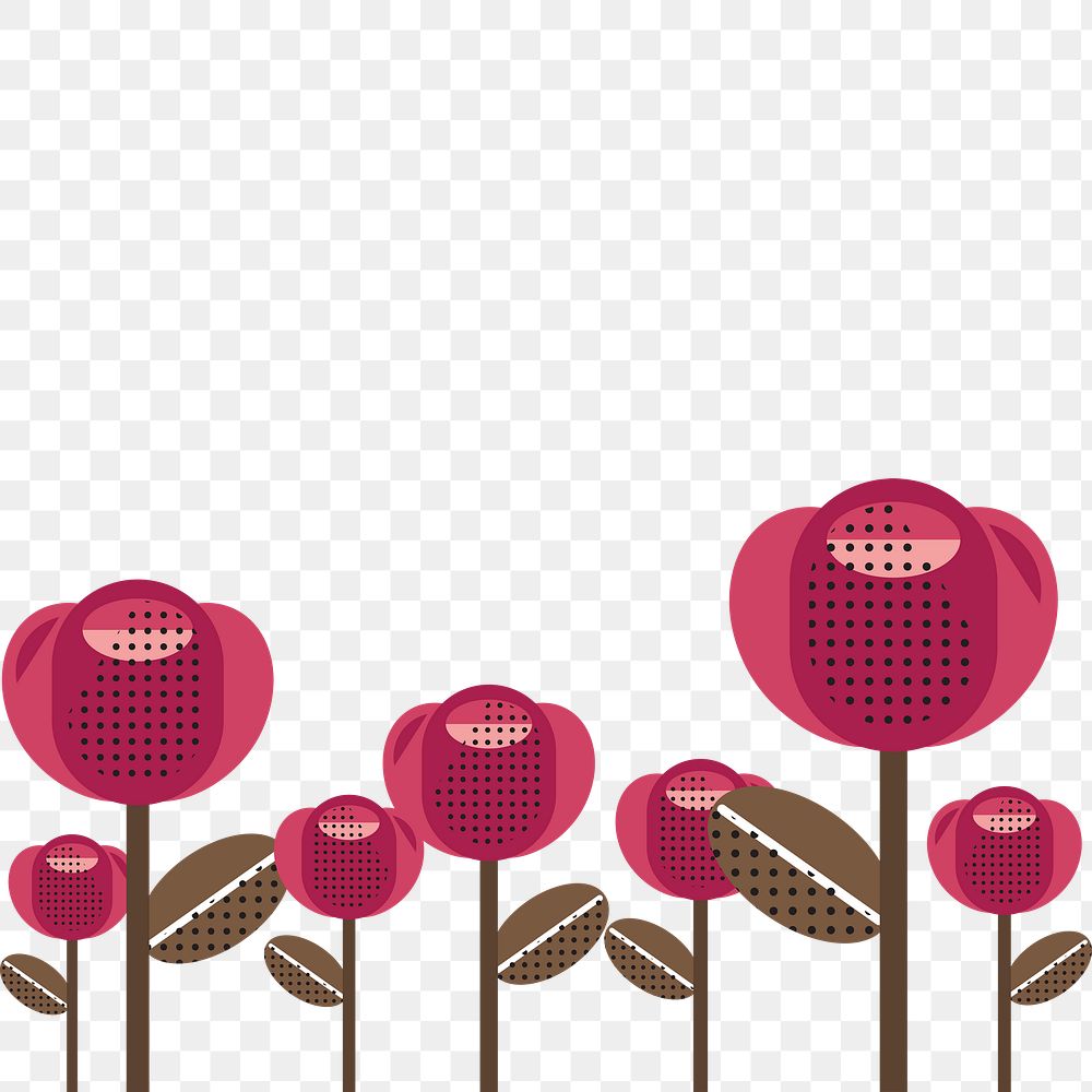 Cute tulip png border, transparent background