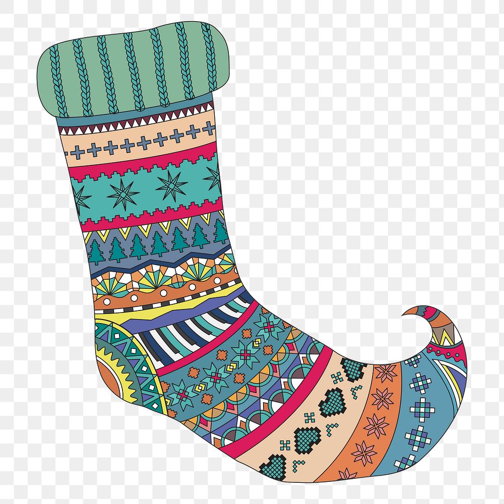 Png Decorative Christmas socks element, transparent background