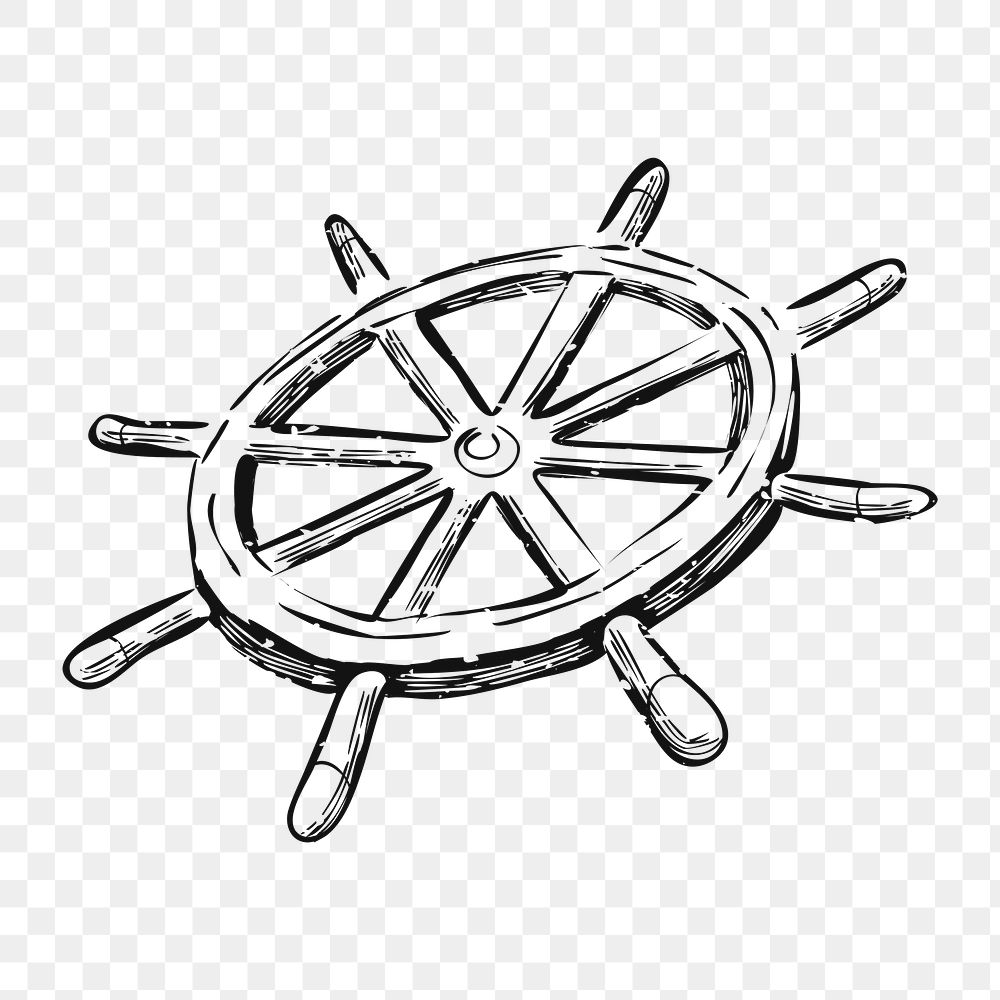 Png ship steering wheel illustration, transparent background