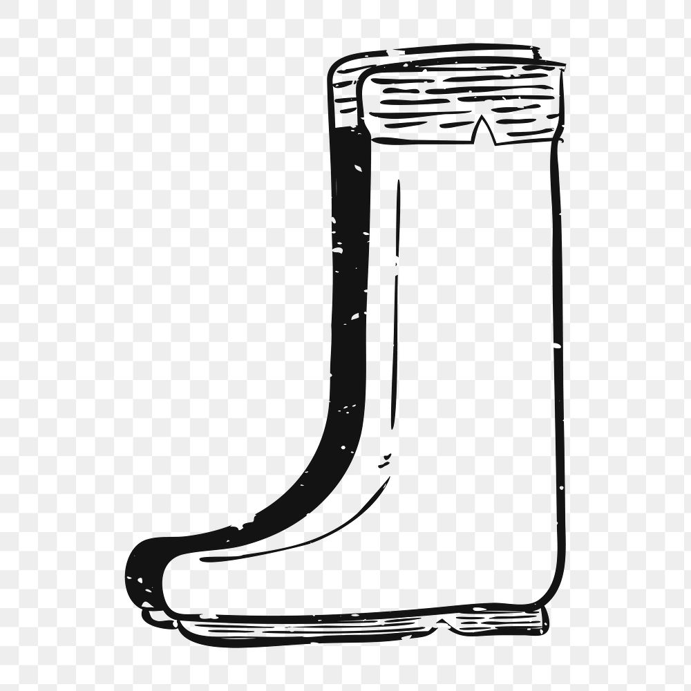 Png vintage rubber boots illustration, transparent background