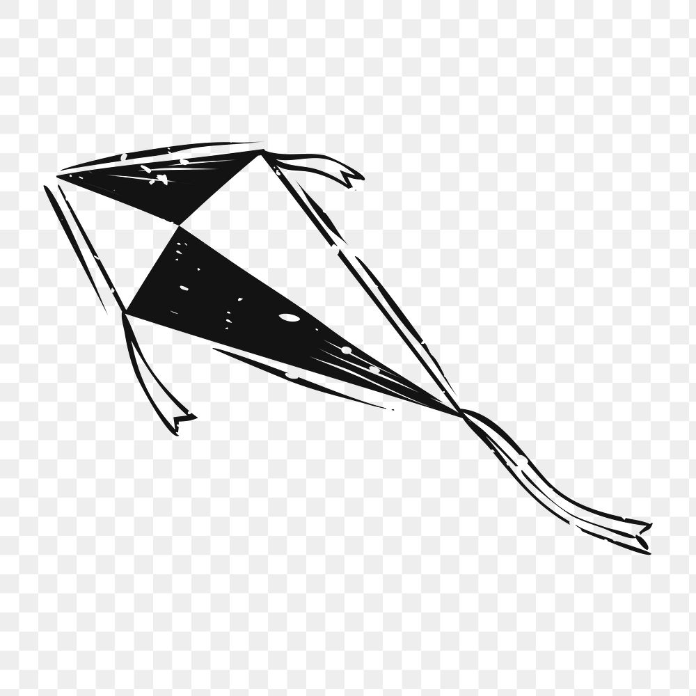 Png black vintage kite illustration, transparent background