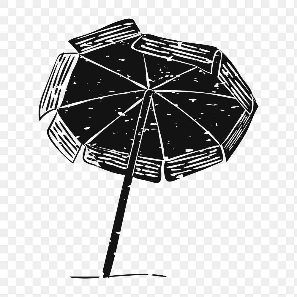Png vintage beach umbrella illustration, transparent background