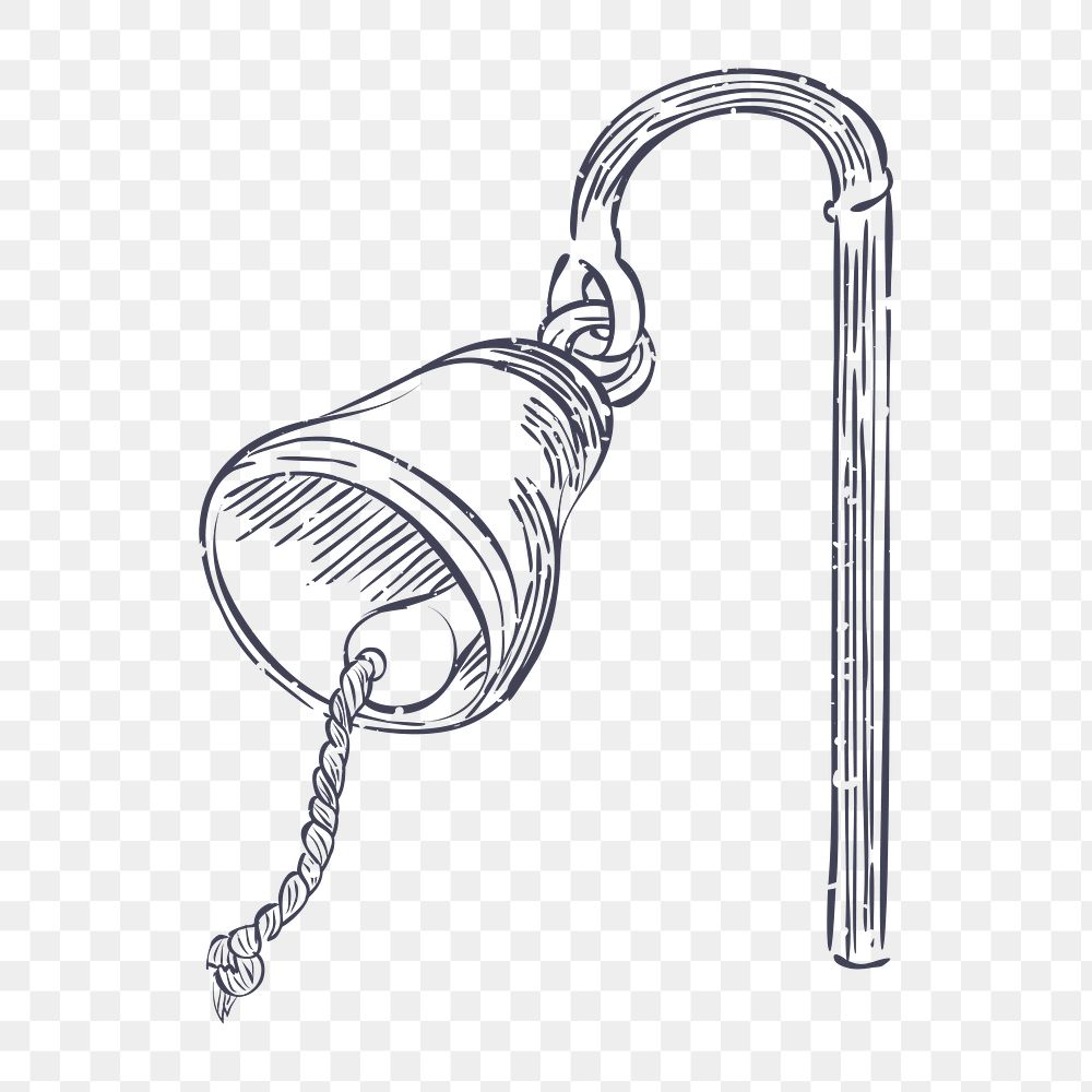 Png vintage ringing bell illustration, transparent background