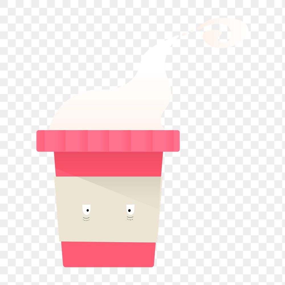 Png cute coffee cup icon, transparent background