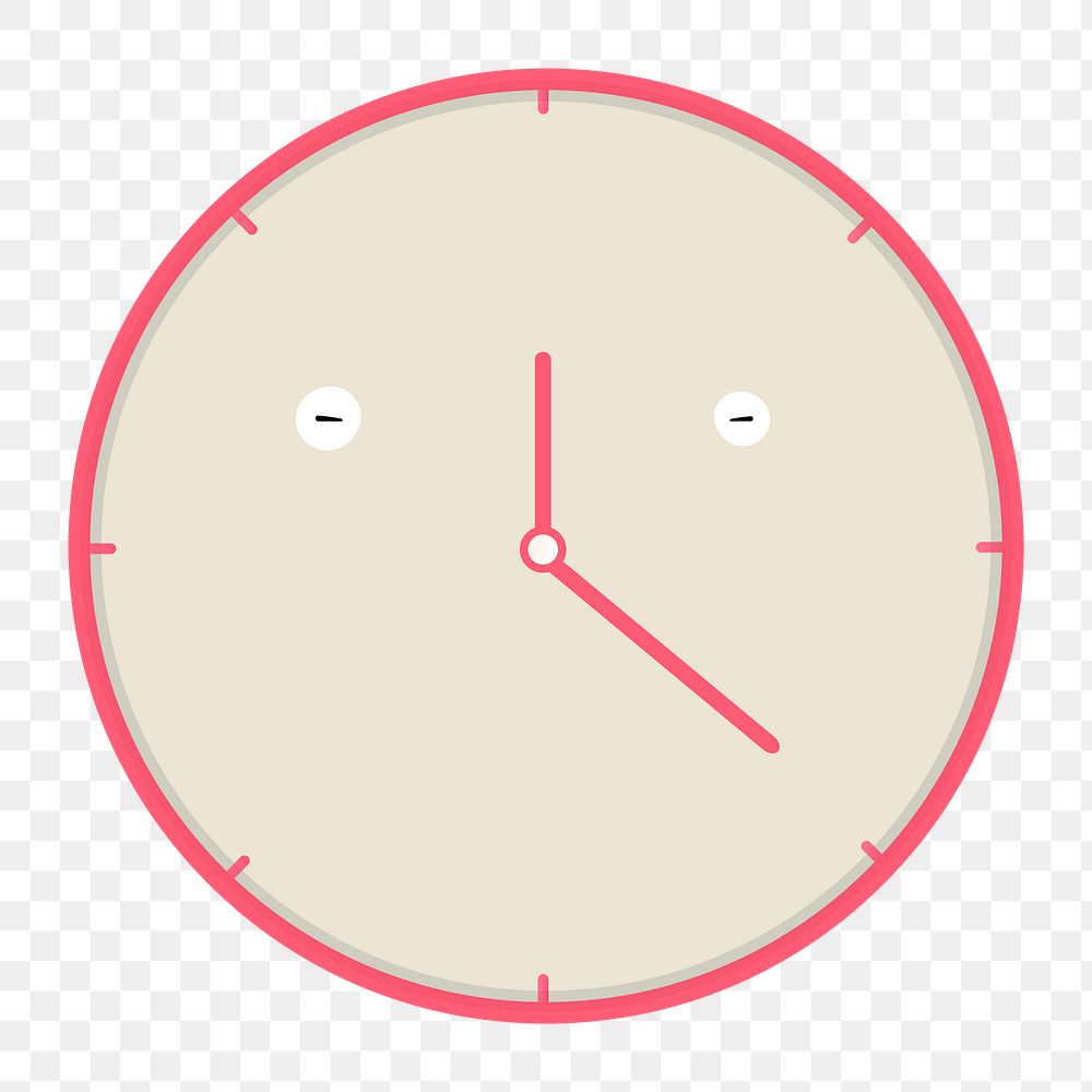 Png cute wall clock icon, transparent background
