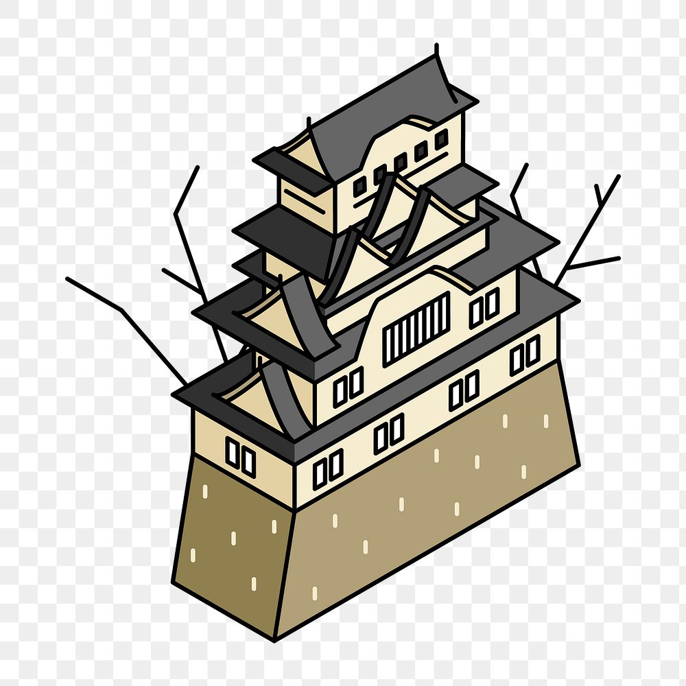 Png Himeji Castle architecture illustration, transparent background