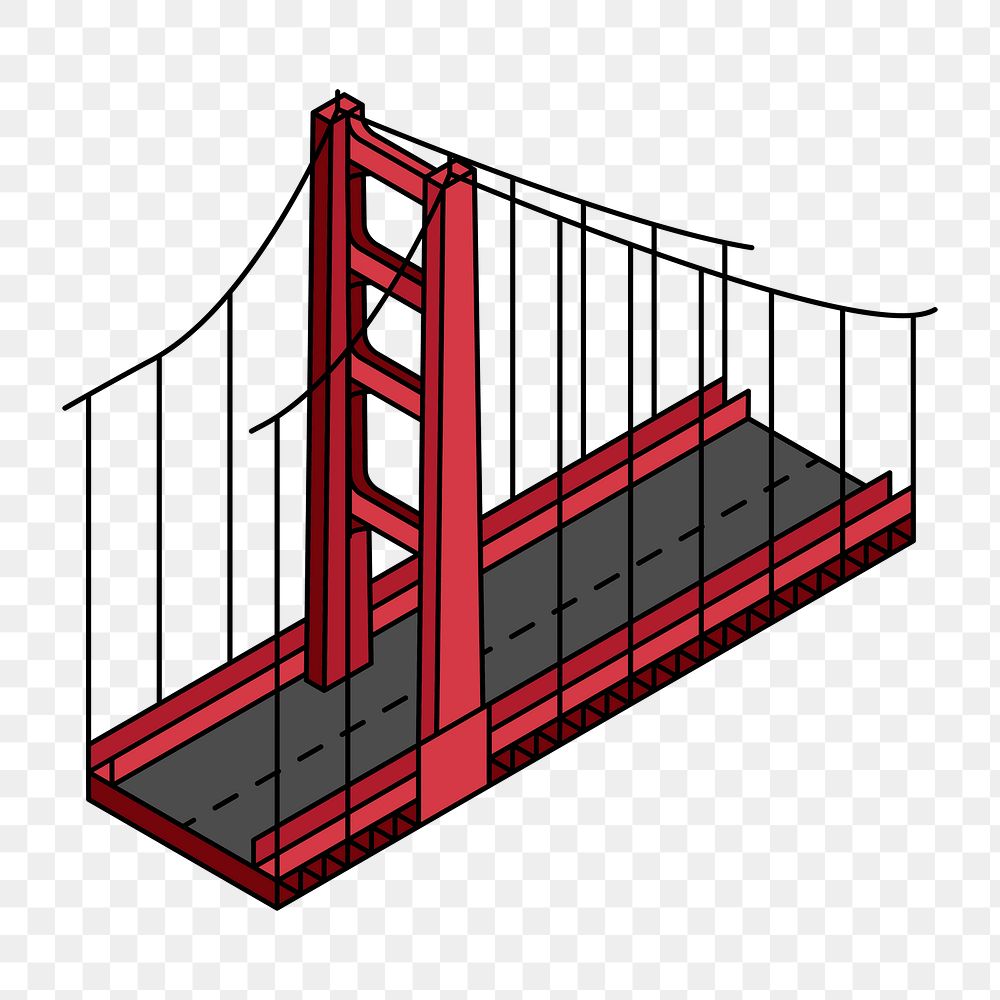 Png Golden Gate Bridge illustration, transparent background