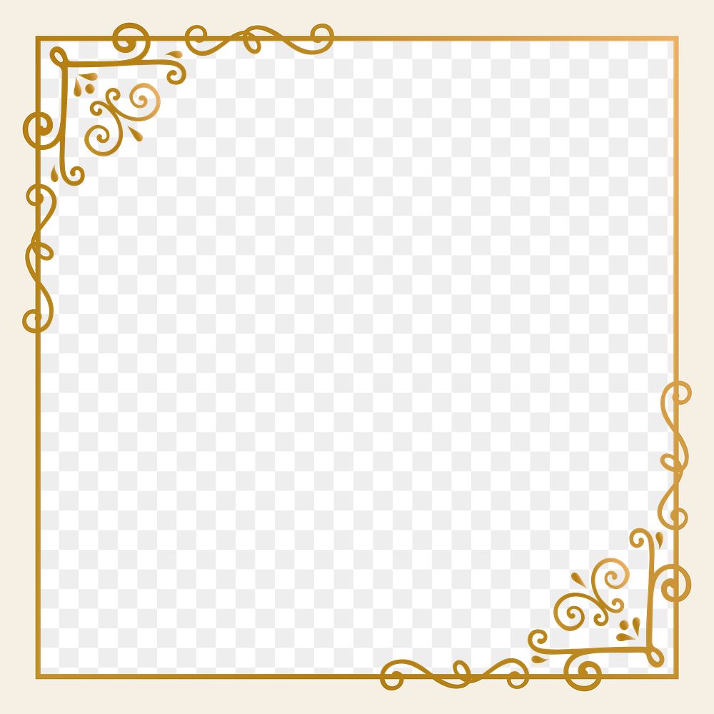 Luxury gold png frame, transparent background