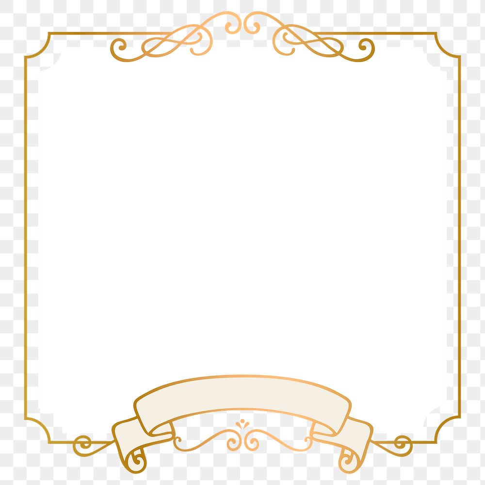 Luxury gold png frame, transparent background