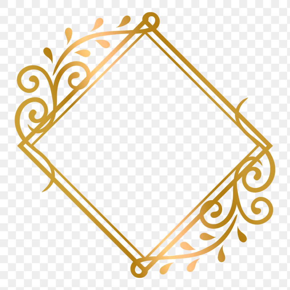 Png vintage golden frame, transparent background