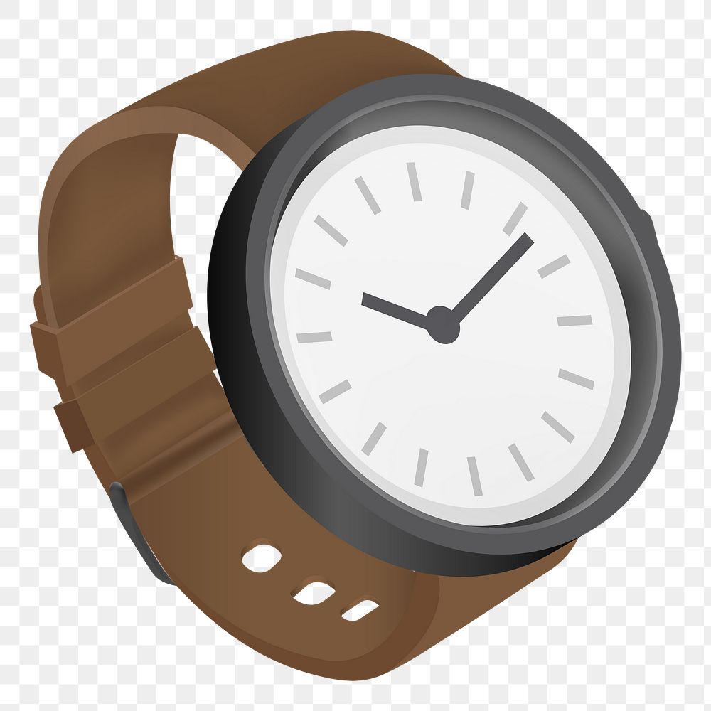 Brown wristwatch png illustration, transparent background