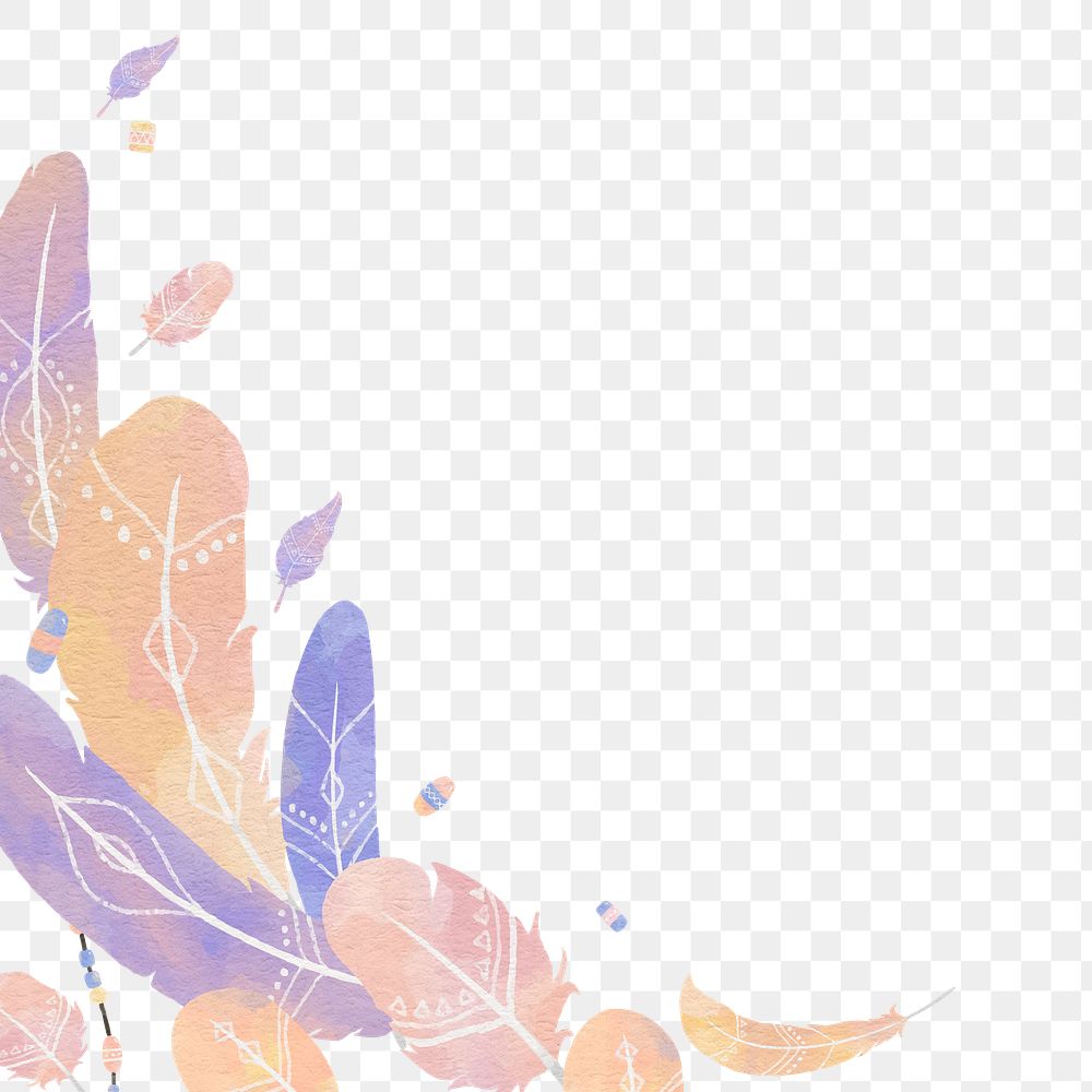 Feather border png element, transparent background