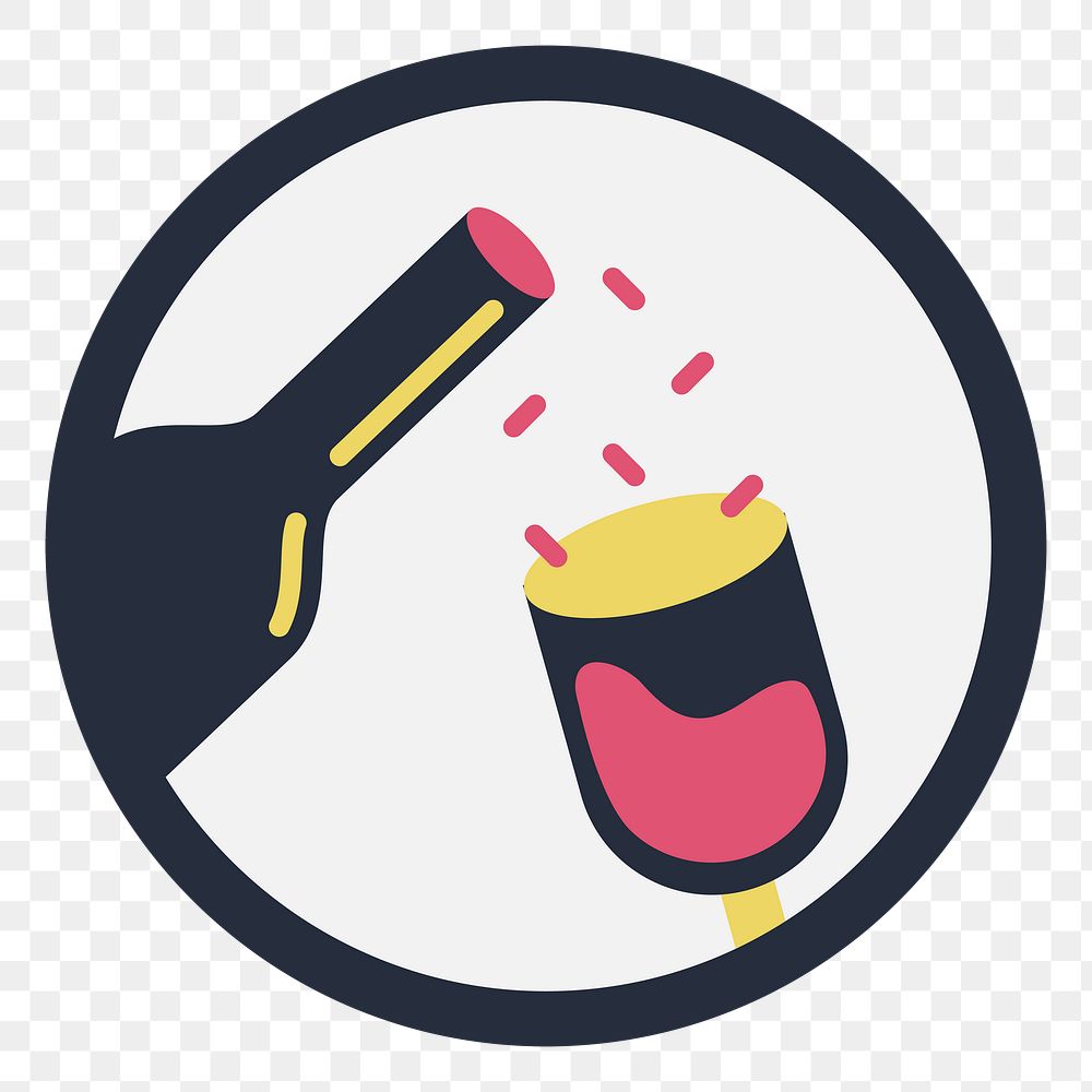 PNG glass of wine icon illustration sticker, transparent background