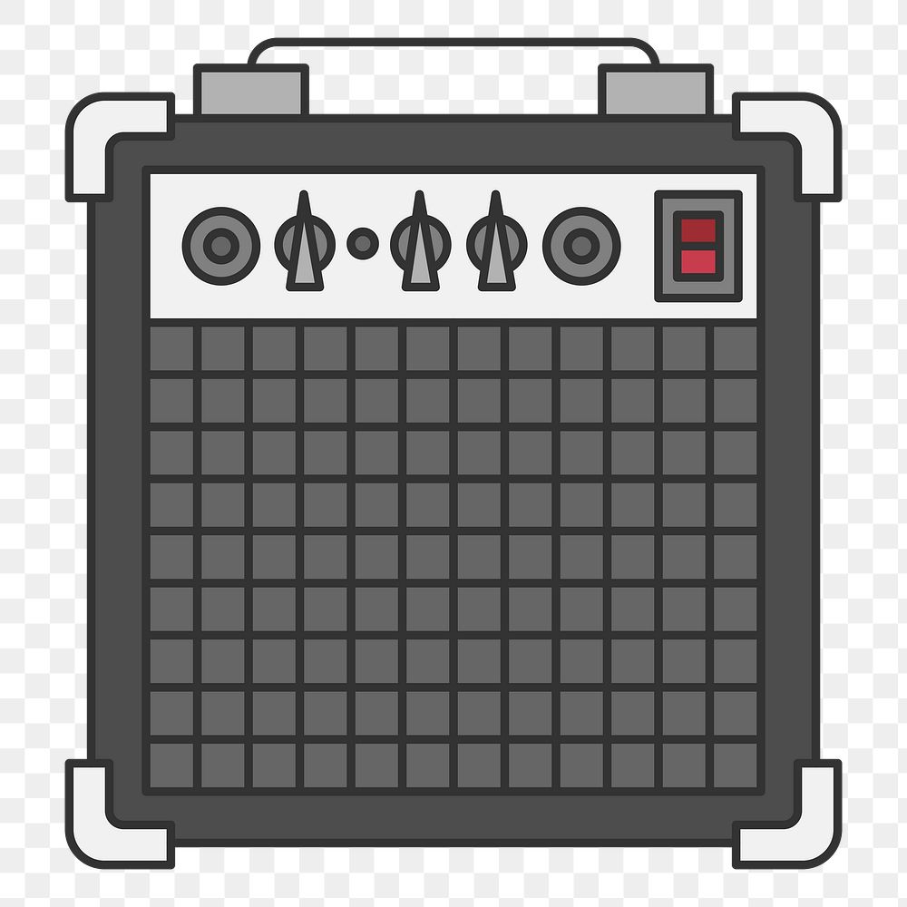 PNG Bass or guitar amplifier on white illustration sticker, transparent background