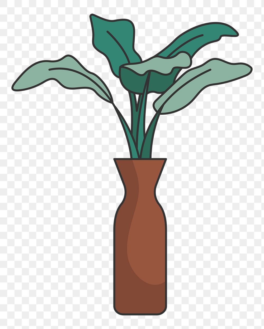 PNG a plant in a vase illustration sticker, transparent background