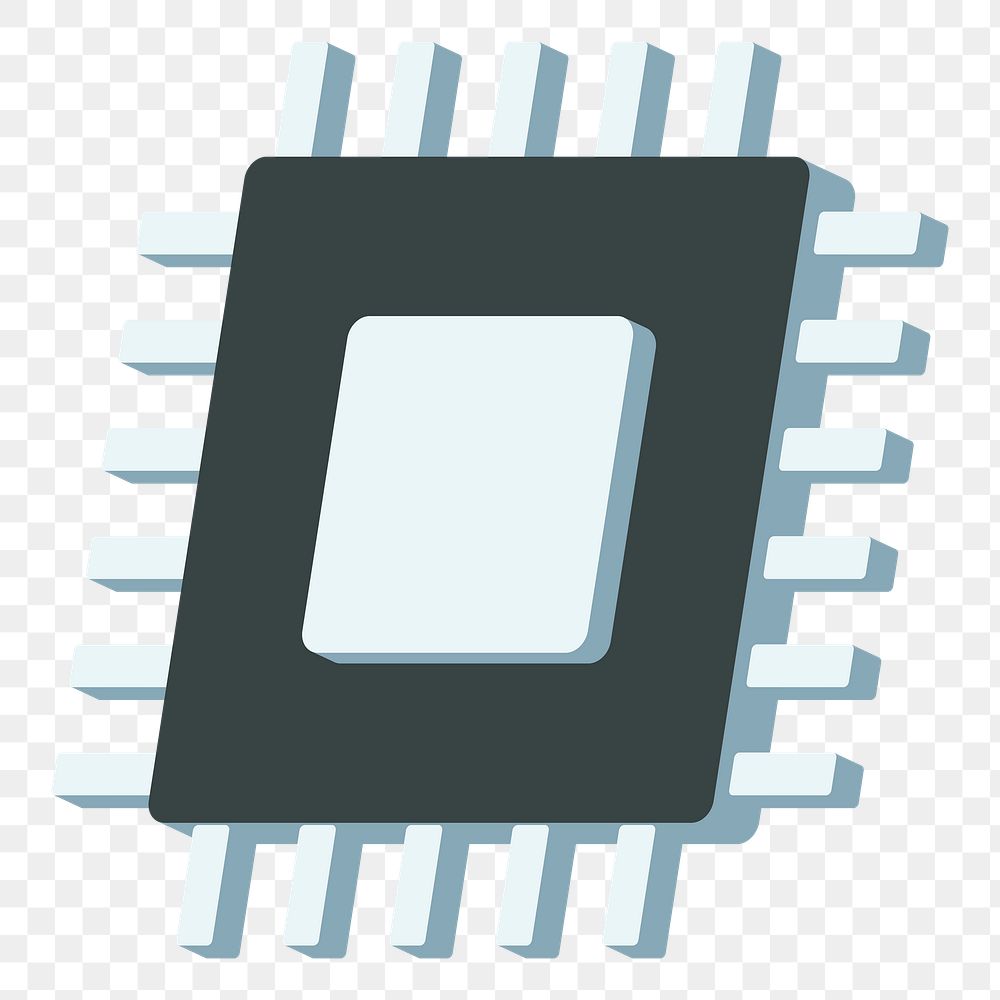  Png computer CPU flat sticker, transparent background