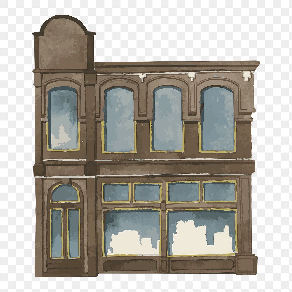 Png watercolor building element, transparent background