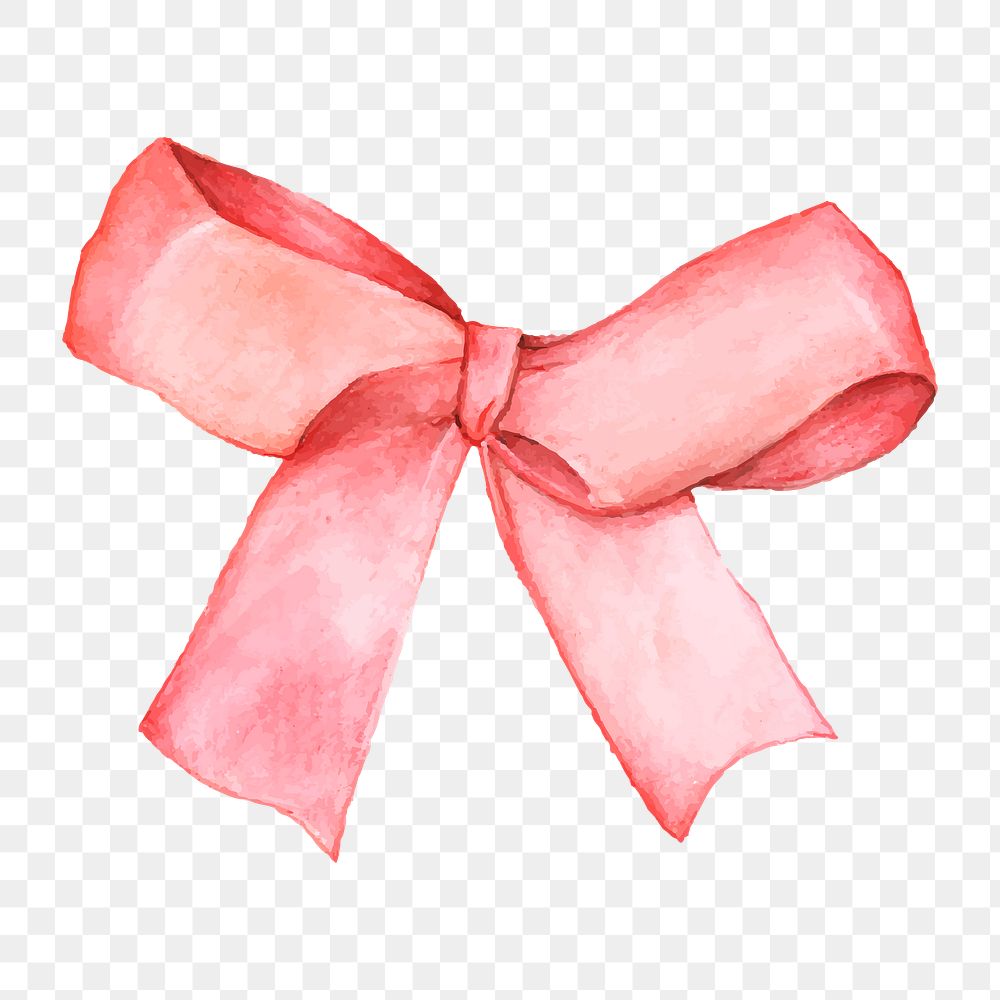  Pink ribbon png watercolor element, transparent background