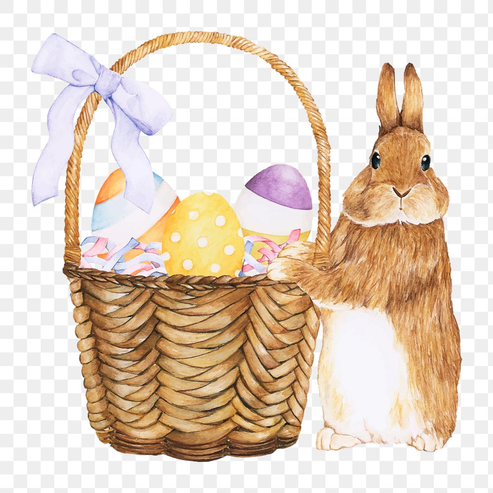  Easter rabbit png watercolor element, transparent background