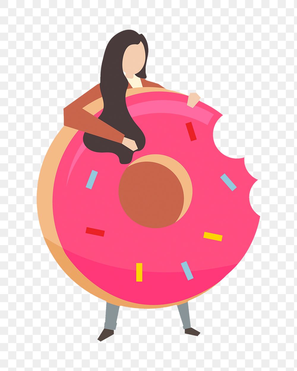 Donut png illustration, cute clipart on transparent background