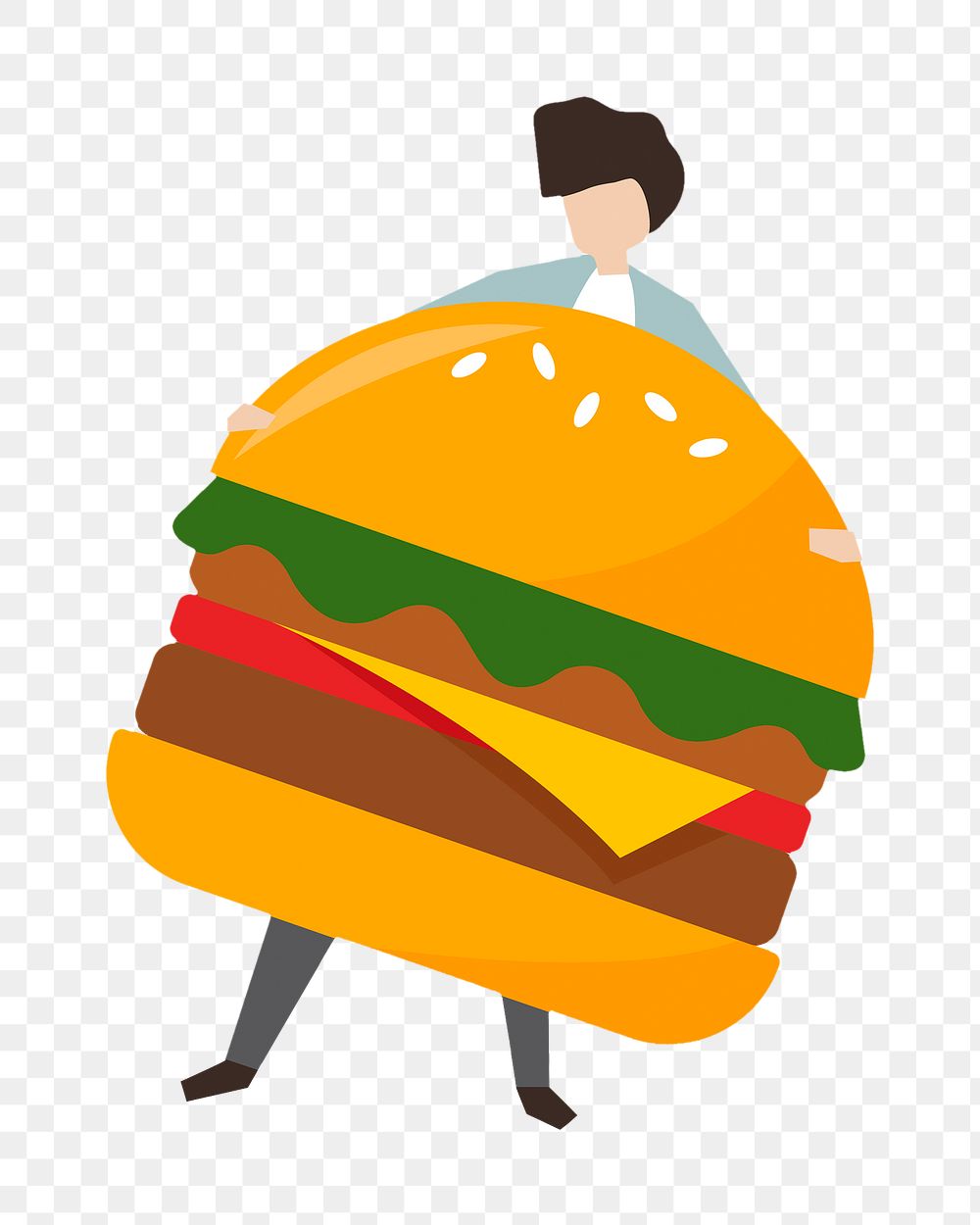 Hamburger png illustration, cute clipart on transparent background